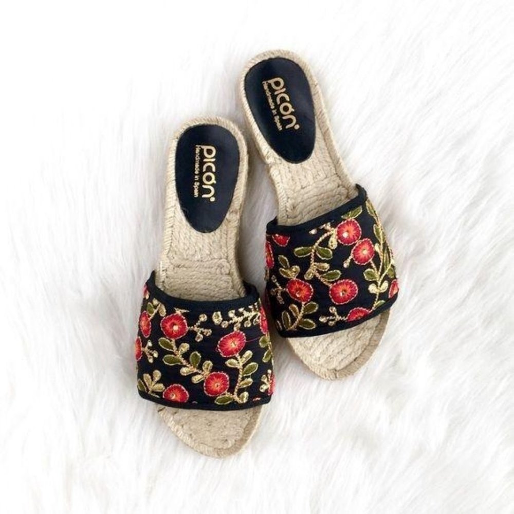 Picon | spanish floral embroidered espadrille flat